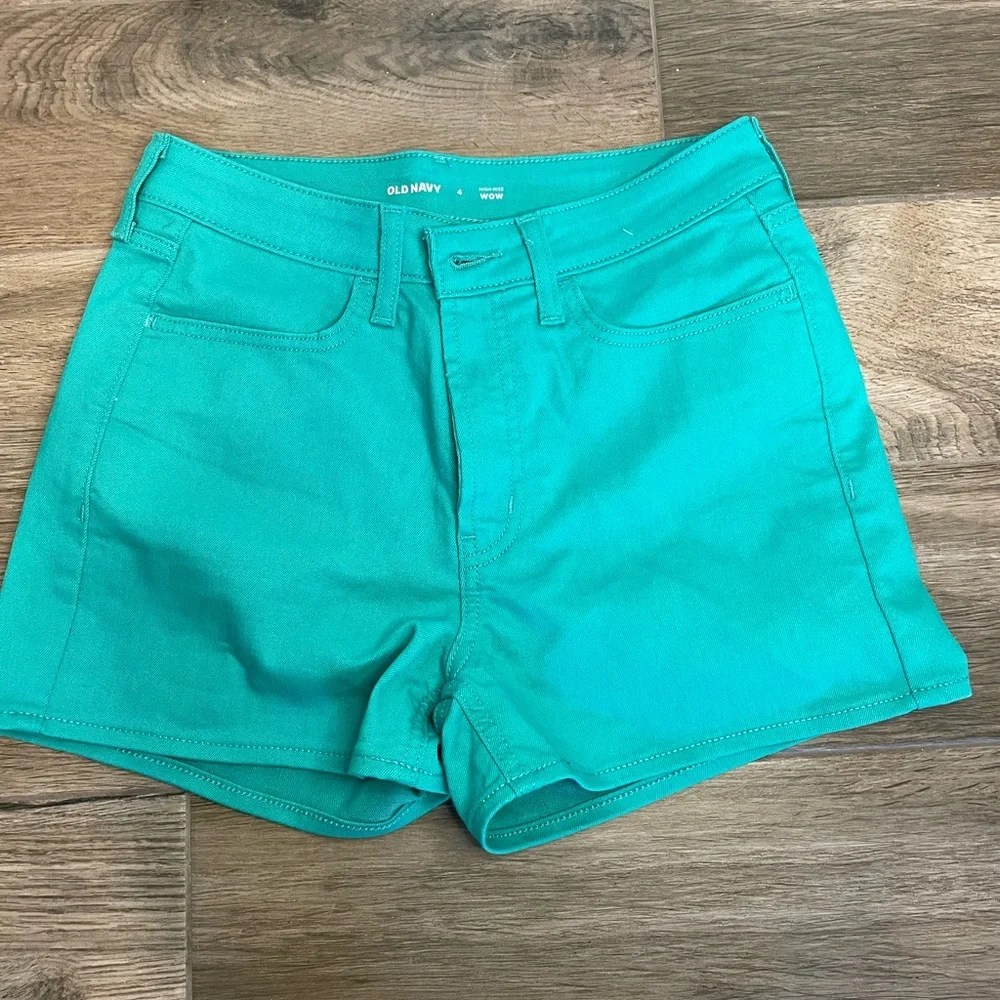 Teal High Rise Jean Shorts - Picture 7 of 7